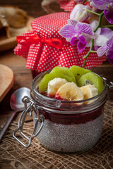 Chia seed pudding with fruit.