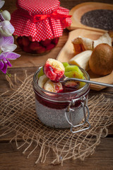 Chia seed pudding with fruit.