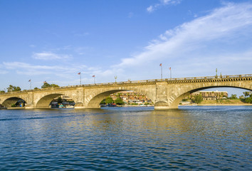 London Bridge in Lake Havasu, old historic bridge rebuilt with original stones