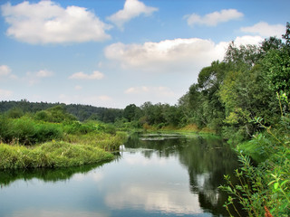 Fototapeta na wymiar Protva River in summer, Russia
