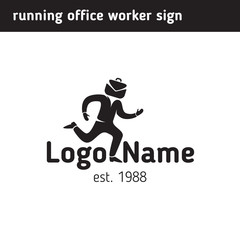 Sign office worker hurries to work