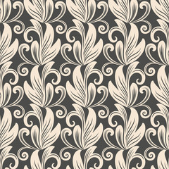 Seamless brown and beige floral background.