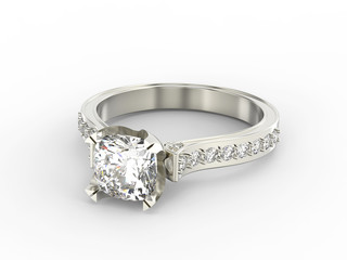 3D illustration gold silver ring with diamonds