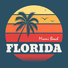 Florida Miami Beach tee print - obrazy, fototapety, plakaty