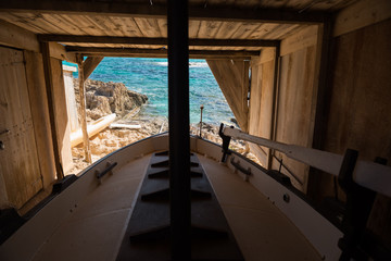 Traditional pier in Formentera, Spain