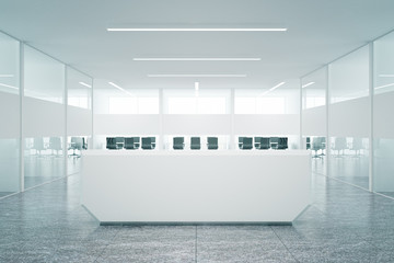 Reception desk in concrete interior