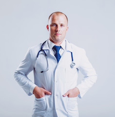 Doctor on white background.