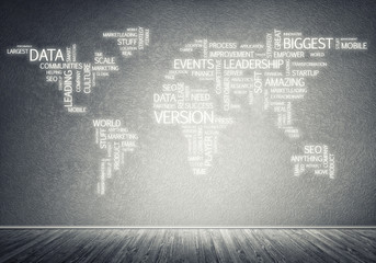 World map in typography