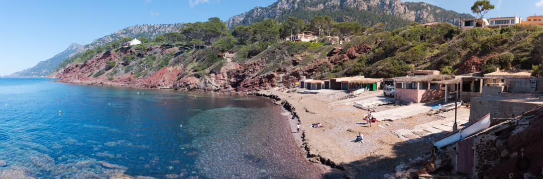 Panoramic view in Port d'es Canonge, Banyalbufar. Mallorca. Spain