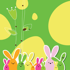 Easter card with copy space. Bunny family.