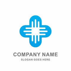 Medical Pharmacy Geometric Cross Circle Clover Flowers Hospital Clinic Business Company Stock Vector Logo Design Template 