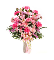 Natural flower bouquet in ceramic vase