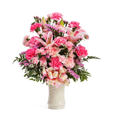 Natural flower bouquet in ceramic vase