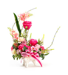 Artificial flower bouquet in ceramic vase