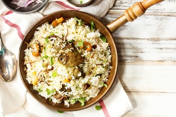 Malabar Lamb / Mutton Biryani served with yogurt dip