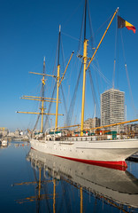 Mercator ship returned to the marina of Ostend, after a period of renovation, Oostende, Belgium.