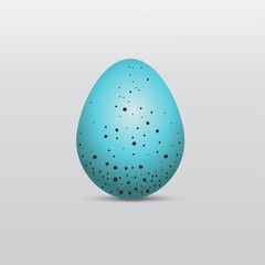 Single blue bird isolated egg with brown dots, Vector.