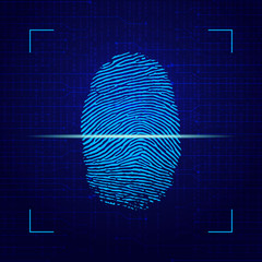 Fingerprint On Computer Technology Background. Vector
