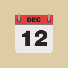 calendar flipping date time day month December simple flat vector illustration application app logo icon
