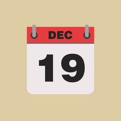 calendar flipping date time day month December simple flat vector illustration application app logo icon
