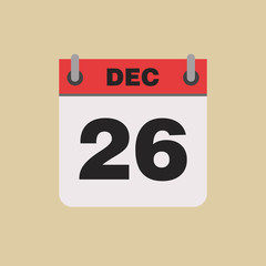 calendar flipping date time day month December simple flat vector illustration application app logo icon