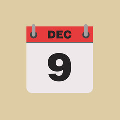 calendar flipping date time day month December simple flat vector illustration application app logo icon