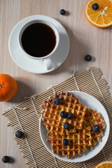 Waffle Breakfast with blueberries