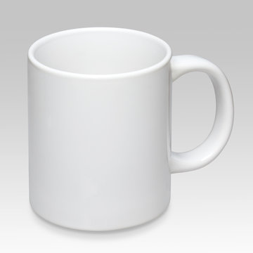 Large white mug on a gray background