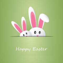 Happy Easter Card With Funny Bunnies