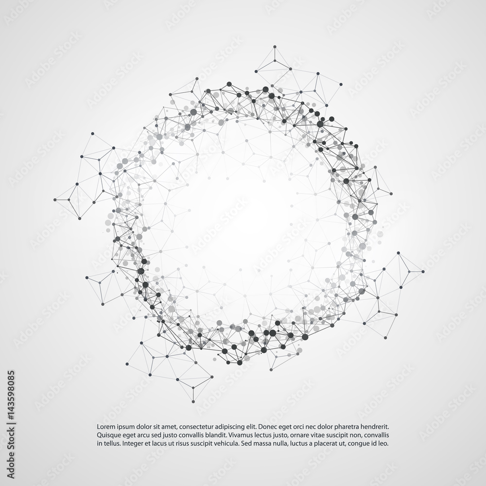 Poster abstract cloud computing and global network connections concept design with transparent geometric me