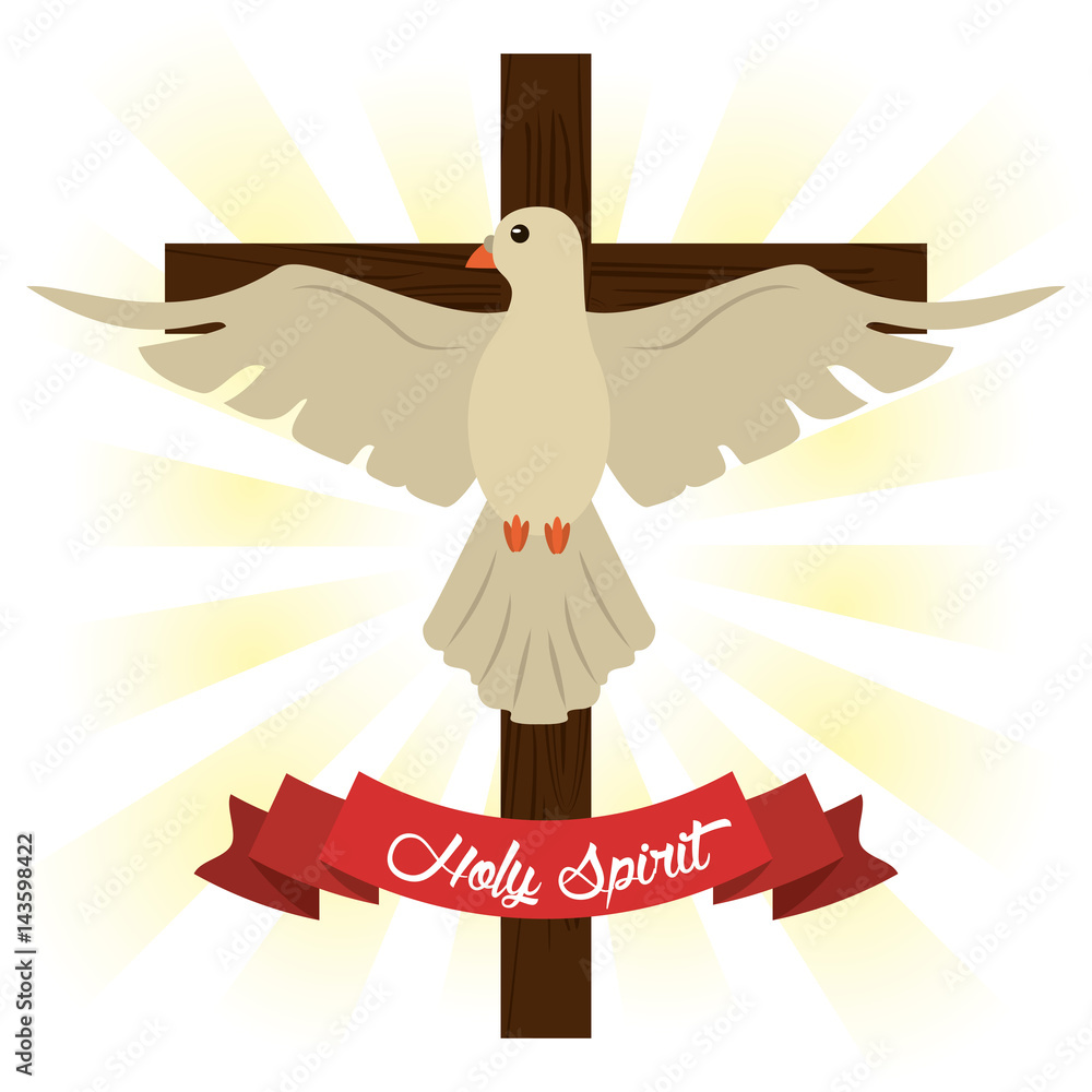 Sticker holy spirit cross concept image vector illustration eps 10