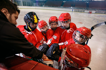 hockey team strong teamwork for win. - obrazy, fototapety, plakaty
