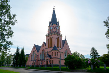 Fototapeta na wymiar Kemi Finland pink church