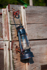 Old Lantern on a Covered Wagon