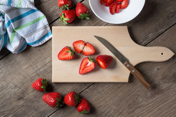 Fresh organic chopped strawberry.
