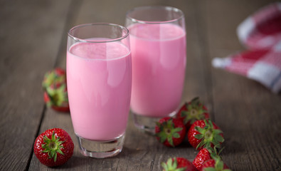 Fresh strawberry milkshake.
