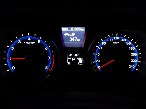 The dashboard of the car close-up
