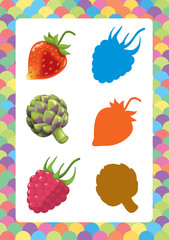 cartoon set of vegetables - searching game with shadows