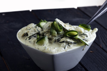 Cucumber with Celery and Dill salad in yogurt dressing