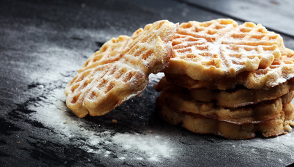 Belgian waffles with powdered sugar