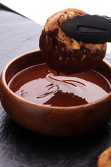 Melting chocolate / melted chocolate/ chocolate swirl and cookie