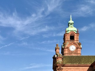 Fototapeta premium Clock tower over train station in Germany