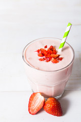 Fresh strawberry yogurt smoothie