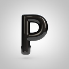 Obraz premium Metallic paint black letter P uppercase