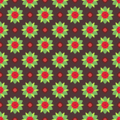 flower pattern with green and red plant