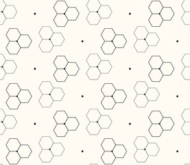Honeycomb or molecular background, seamless hexagons pattern, vector illustration
