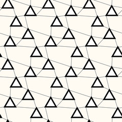 Technology lines seamless pattern. Irregular grid with triangles on lines, vector background