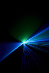 Laser beam blue on a black background