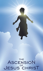 Fototapeta na wymiar Design with Jesus' Silhouette Ascending to Heaven, Vector Illustration
