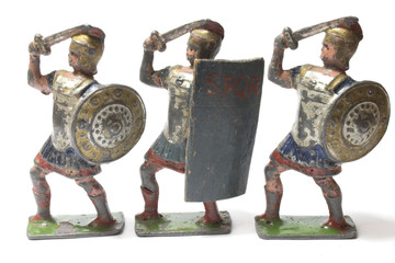 Roman Toy Soldiers on White Background
